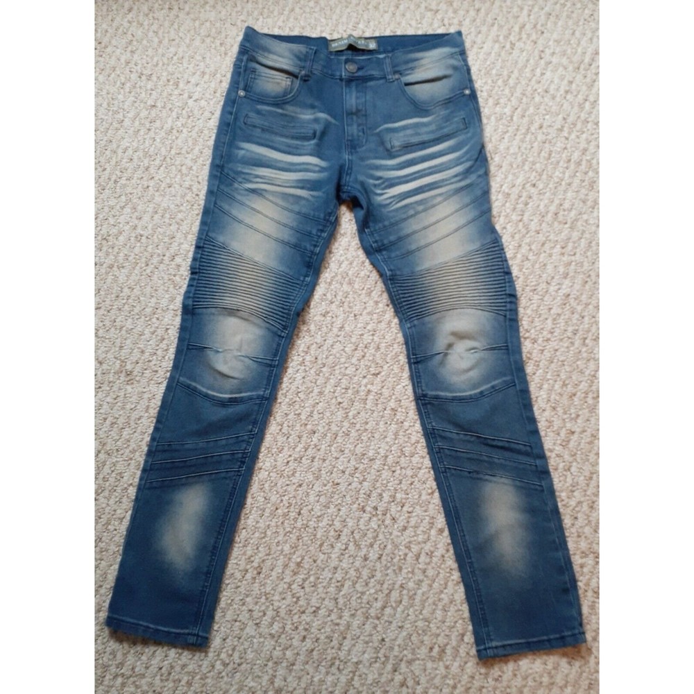 Denim & Rivets Men's 32x31 Acid Wash Textured Stretch Denim Skinny Leg Jeans